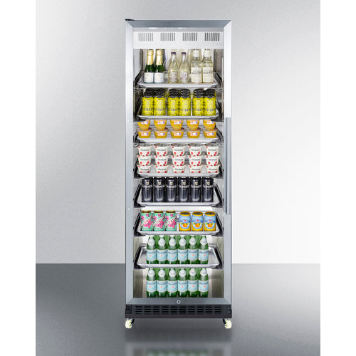 Summit SCR1401LHRICSS 24" Wide Mini Reach-In Beverage Center with Dolly
