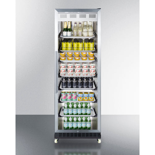 Summit SCR1401RICSS 24" Wide Mini Reach-In Beverage Center with Dolly