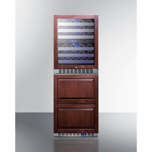 Summit SWCDAF24PNR 24" Wide Combination Dual-Zone Wine Cellar and 2-Drawer All-Freezer (Panels Not Included)