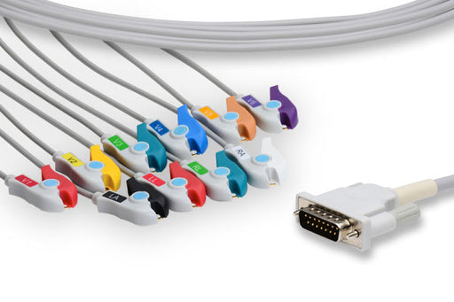 10134 Mortara - Burdick Compatible Direct-Connect EKG Cable. 10 Leads Pinch/Grabber 300 cm