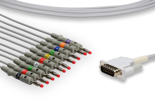 10136 Mortara - Burdick Compatible Direct-Connect EKG Cable. 10 Leads Banana 300 cm