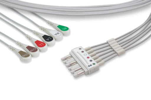 10142 Spacelabs Compatible ECG Leadwire. 6 Leads Snap