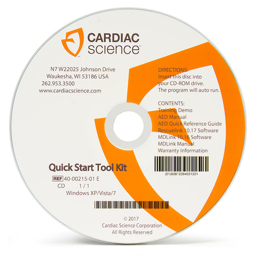 Powerheart G3 AED - QuickStart Tool Kit CD - Cardiac Science 40-00215-01
