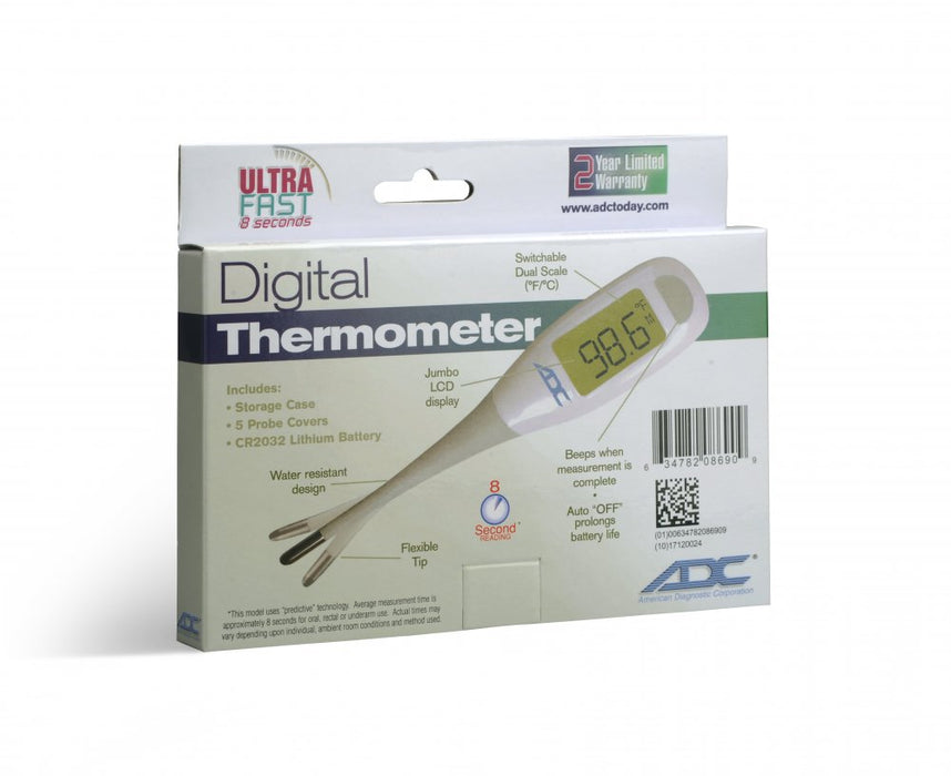 ADTEMP 418 Dig Therm Flex-tip,Lrg Disp,8 sec,12/pkg - ADC 418N