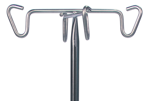 I.V. Stand, Stainless Steel, 5-Leg Base, Clearview 6-Hook, Hand-Operated. - Pedigo P-1572-CV