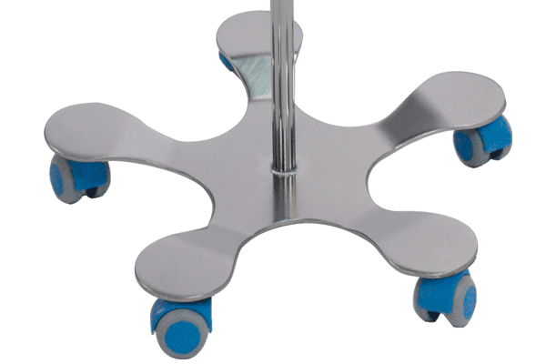 I.V. Stand, Stainless Steel, 5-Leg Base, Clearview 6-Hook, Hand-Operated. - Pedigo P-1572-CV