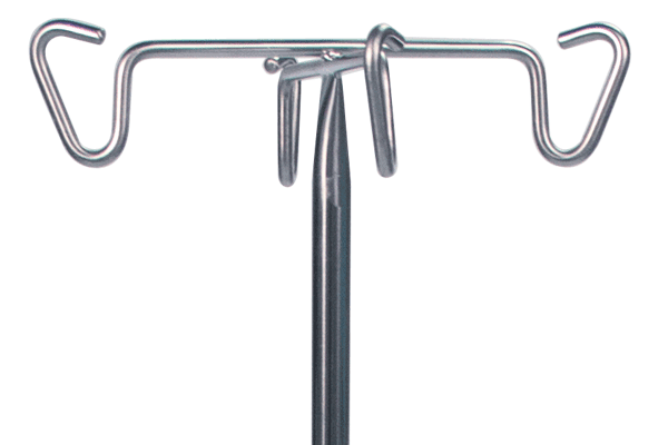 I.V. Stand, Stainless Steel, 5-Leg Base, Clearview 6-Hook, Foot-Operated - Pedigo P-1576-CV
