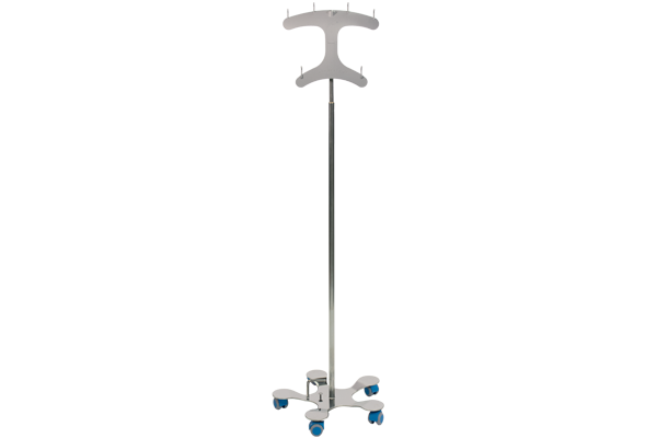 I.V. Stand, Stainless Steel, 5-Leg Base, Clearview 6-Hook, Foot-Operated - Pedigo P-1576-CV