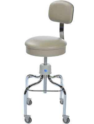 Anesthetist Stool, With Back And Casters, Grey - Pedigo P-39-W/C-GRY