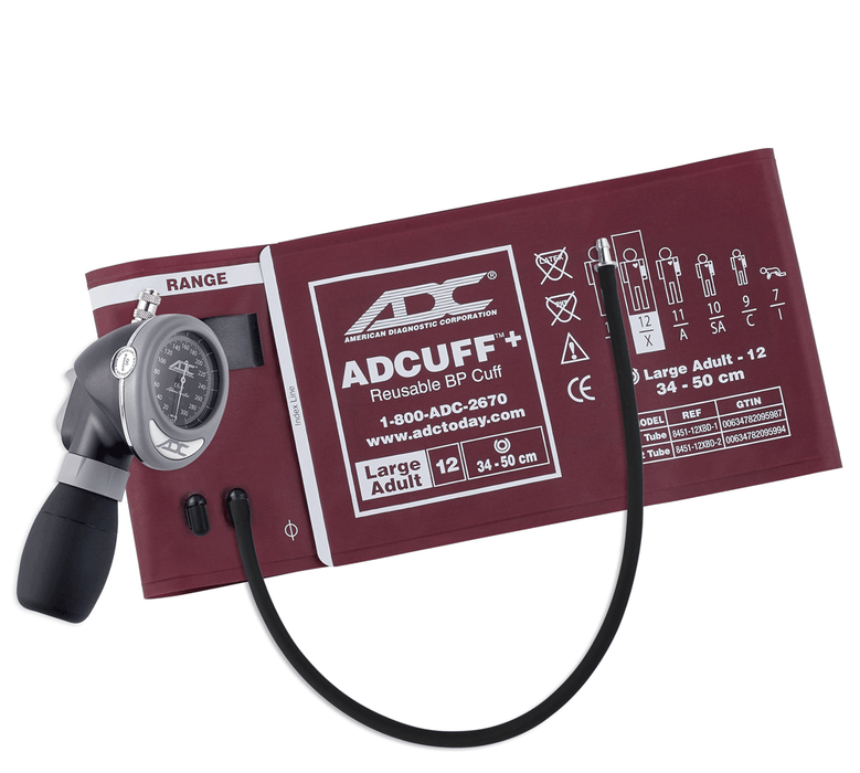DIAGNOSTIX Palm Aneroid 1 pc Cuff, Lrg Adult, Burgundy - ADC 703-12XBD1