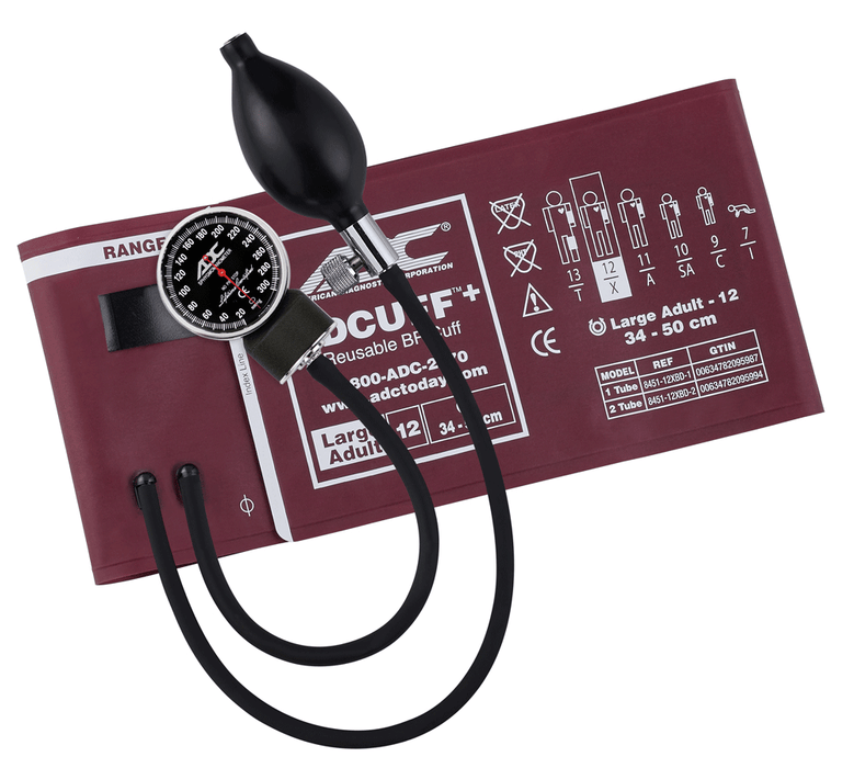 DIAGNOSTIX Aneroid Sphyg 1 pc Cuff, Lrg Adult, Burgundy - ADC 720-12XBD1
