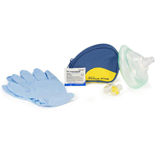 Pocket Mask w/ Gloves & Wipe in Blue Soft Case - Laerdal 82004033