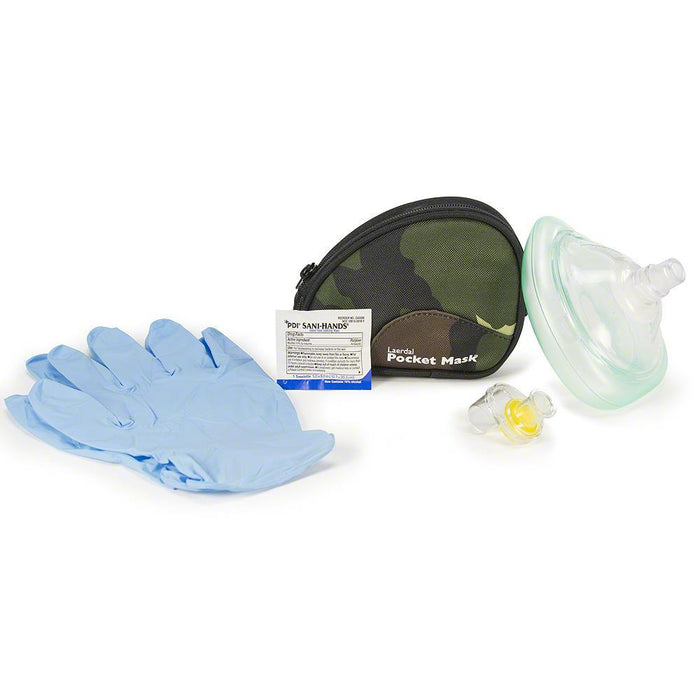 Pocket Mask w/ Gloves & Wipe in Camouflage Soft Case - Laerdal 82004233