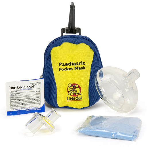 Pediatric Pocket Mask w/ Gloves Blue Soft Case - Laerdal 820050