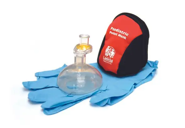Pediatric Pocket Mask w/ Gloves in Red/Black Soft Case - Laerdal 820052