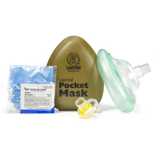 Pocket Mask w/ Gloves & Wipe in Olive Green Hard Case - Laerdal 829951