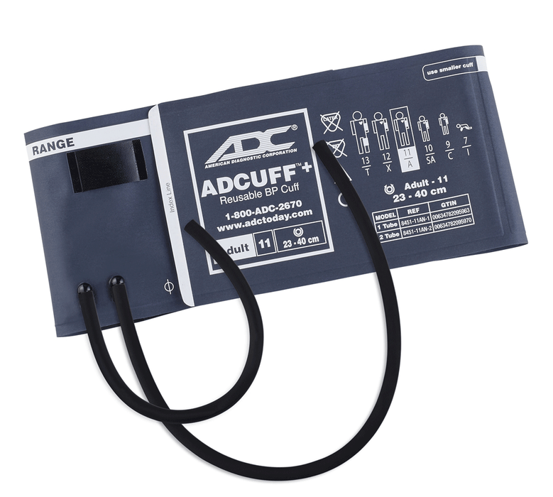 ADCUFF+, 1 pc Cuff, 2 Tube Adult, Navy, LF - ADC 8451-11AN-2
