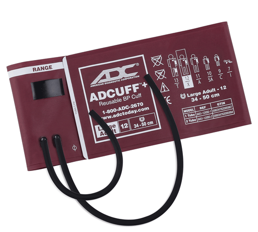 ADCUFF+, 1 pc Cuff, 2 Tube Lrg Adult, Burgundy, LF - ADC 8451-12XBD-2