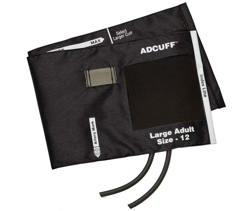 ADCUFF & Bladder, 2 Tube Lrg Adult, Black, LF - ADC 845-12XBK-2