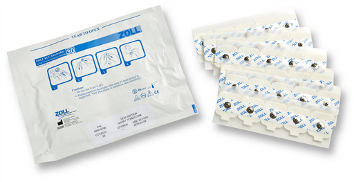 Zoll ECG Square Electrodes, 6 Strips of 5 Per Pouch/600 Per Case