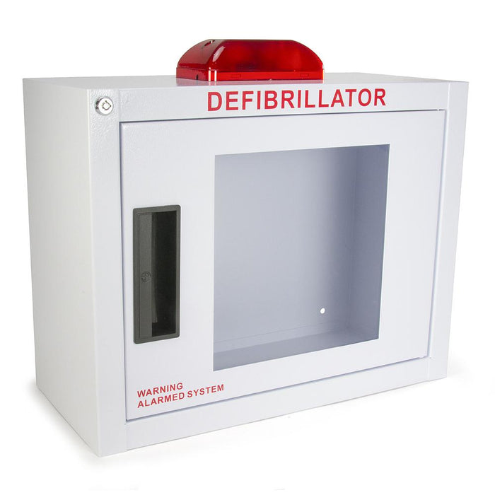 Compact AED Wall Cabinet w/alarm and strobe - Generic AED AMP14SQ-A-W/STROBE
