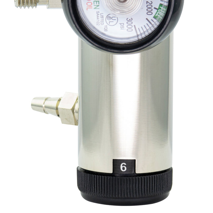 LINE2design Solid Brass Medical Oxygen Regulator 0 - 25 L / min Barbed Fitting Packed In Clear Poly Bag - Discontinued