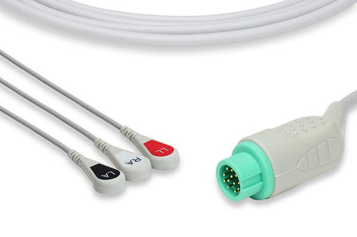 C2312S0 Mindray - Datascope Compatible Direct-Connect ECG Cable. 3 Leads Snap