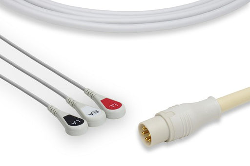 C2339S0 CAS Med Compatible Direct-Connect ECG Cable. 3 Leads Snap