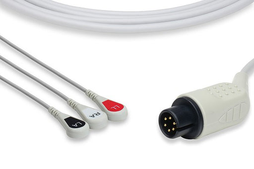 C2340SCSM Siemens Compatible Direct-Connect ECG Cable. 3 Leads Snap
