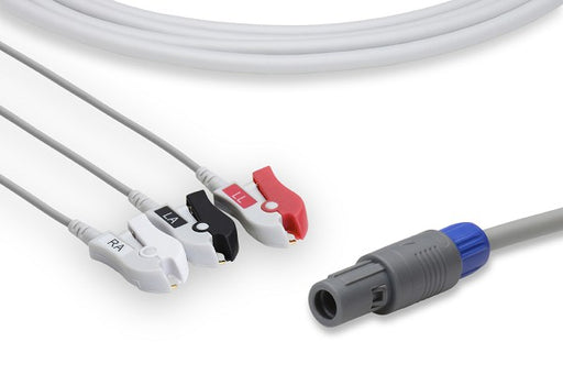 C2382P0 GE Healthcare Compatible Direct-Connect ECG Cable. 3 Leads Pinch/Grabber
