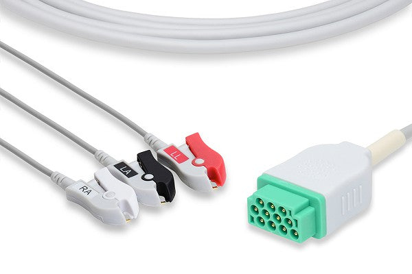 C2386P0 GE Healthcare - Marquette Compatible Direct-Connect ECG Cable. 3 Leads Pinch/Grabber