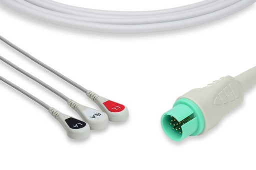 C2396S0 Spacelabs Compatible Direct-Connect ECG Cable. 3 Leads Snap