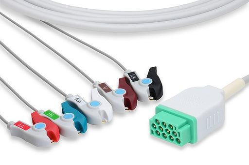 C2586P0 GE Healthcare - Marquette Compatible Direct-Connect ECG Cable. 5 Leads Pinch/Grabber