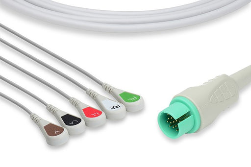 C2596S0 Spacelabs Compatible Direct-Connect ECG Cable. 5 Leads Snap
