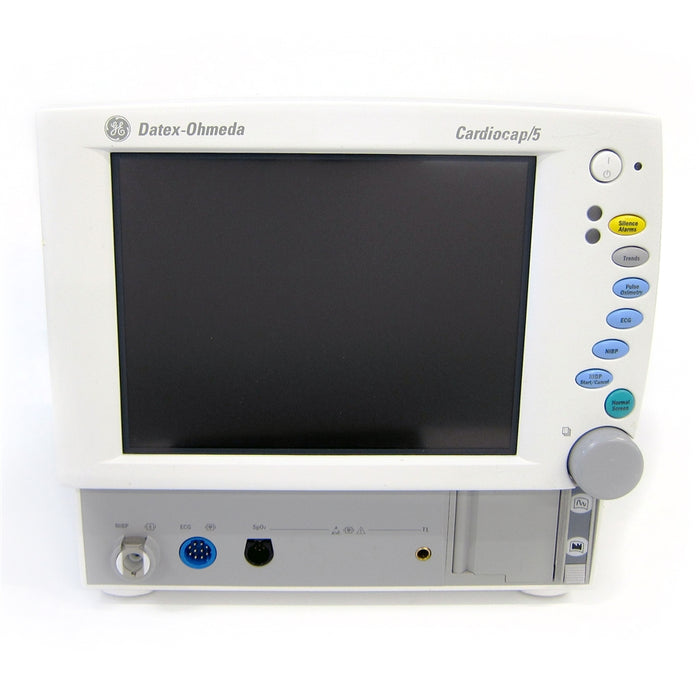 Datex Ohmeda (GE) Cardiocap 5 Monitor: ECG, SpO2, NiBP, IBP, 5 Agent Gas, Printer, Color Screen (Refurbished)