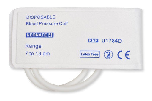 F1784D-C05-100 Disposable NIBP Cuff. Neonate #4 Double Hose 7 - 13 cm Box of 10