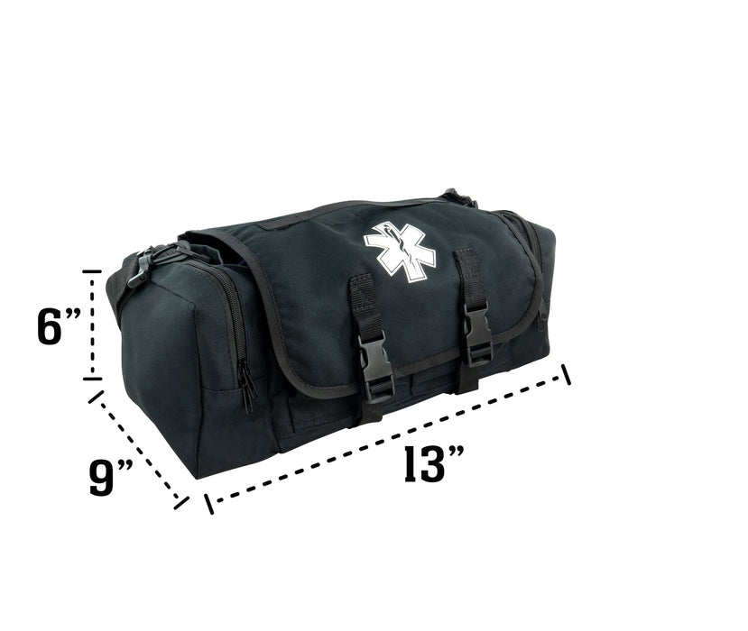 LINE2design First Aid Responder Emergency Star of Life Logo Medical EMS Bag with Zippered Pockets & Shoulder Straps - LINE2design 52350-BK