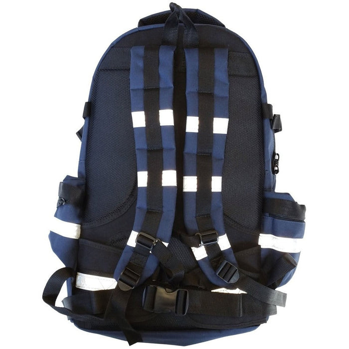 LINE2design First Responder Backpack Emergency EMS Medical Empty Trauma Bag with Star Of Life Logo Shoulder Straps & Waist Belt - Navy Blue - LINE2designs 56440-N