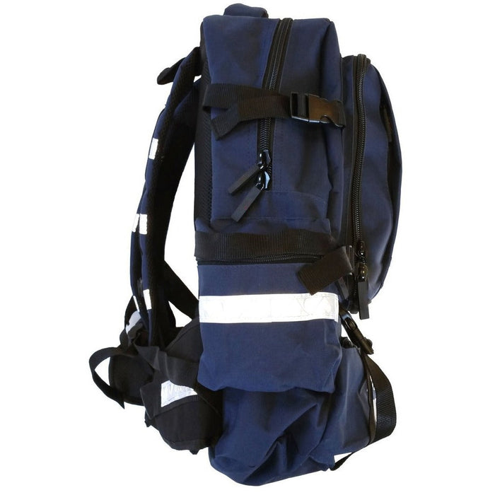 LINE2design First Responder Backpack Emergency EMS Medical Empty Trauma Bag with Star Of Life Logo Shoulder Straps & Waist Belt - Navy Blue - LINE2designs 56440-N