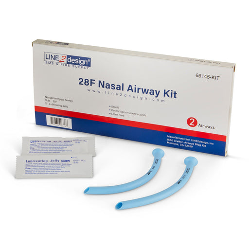 LINE2design Nasopharyngeal (Nasal) Airway 28F Kit, 2 pcs NPA, Airway Management Kit - LINE2design 66145-KIT
