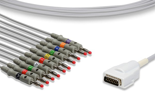 K10-BK2-B0 Mortara - Burdick Compatible Direct-Connect EKG Cable. 10 Leads Banana 340 cm
