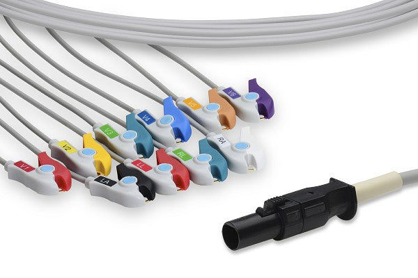 K1050-BK3-P0 Mortara - Quinton Compatible Direct-Connect EKG Cable. 10 Leads Pinch/Grabber 580 cm
