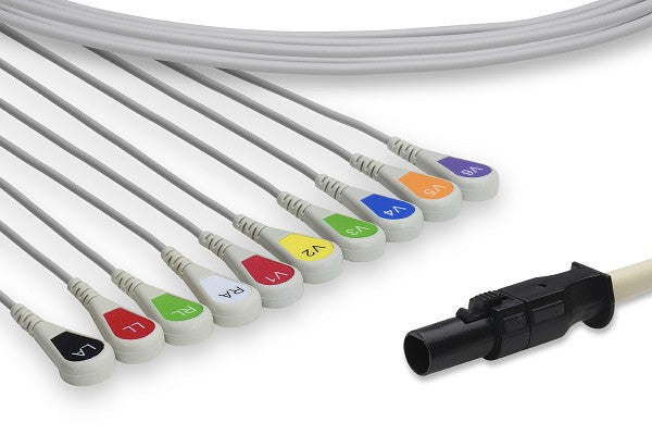 K1050-BK3-S0 Mortara - Quinton Compatible Direct-Connect EKG Cable. 10 Leads Snap 580 cm
