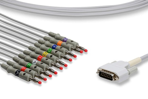 K10-ED-B0 Edan Compatible Direct-Connect EKG Cable. 10 Leads Banana 340 cm