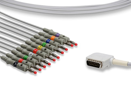 K10-KZ2-B0 Kenz Compatible Direct-Connect EKG Cable. 10 Leads Banana 340 cm