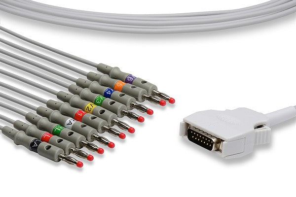 K10-MT-B0 Mortara - Burdick Compatible Direct-Connect EKG Cable. 10 Leads Banana 340 cm