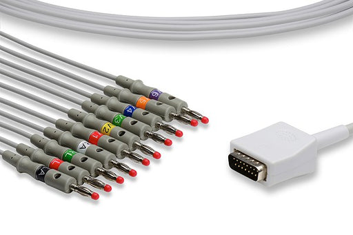 K10-NK1-B0 Nihon Kohden Compatible Direct-Connect EKG Cable. 10 Leads Banana 340 cm
