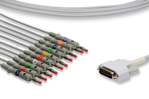 K10-NK2-B0 Nihon Kohden Compatible Direct-Connect EKG Cable. 10 Leads Banana 340 cm