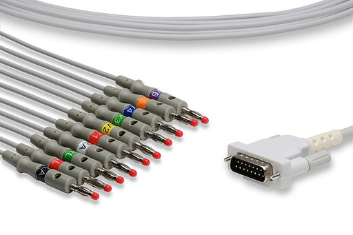 K10-SH2-B0 Schiller Compatible Direct-Connect EKG Cable. 10 Leads Banana 340 cm