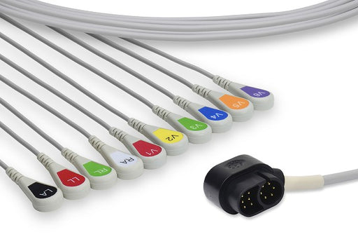 K21079S0 Zoll Compatible Direct-Connect EKG Cable. 10 Leads Snap 330 cm